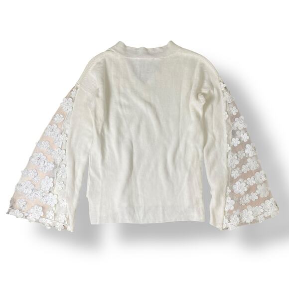 French Connection Cotton‎ Lace Bell-Sleeve Top Womens Size XS White - Picture 5 of 7